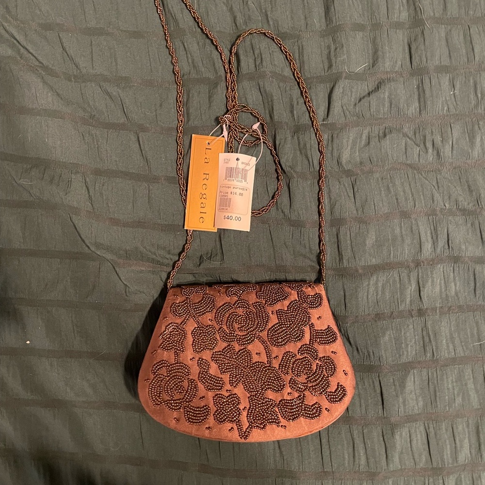 Brown Beaded Side Bag